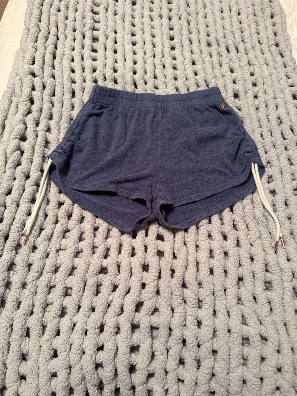 Volcom Navy Blue Athletic Terry Shorts with Drawstring
